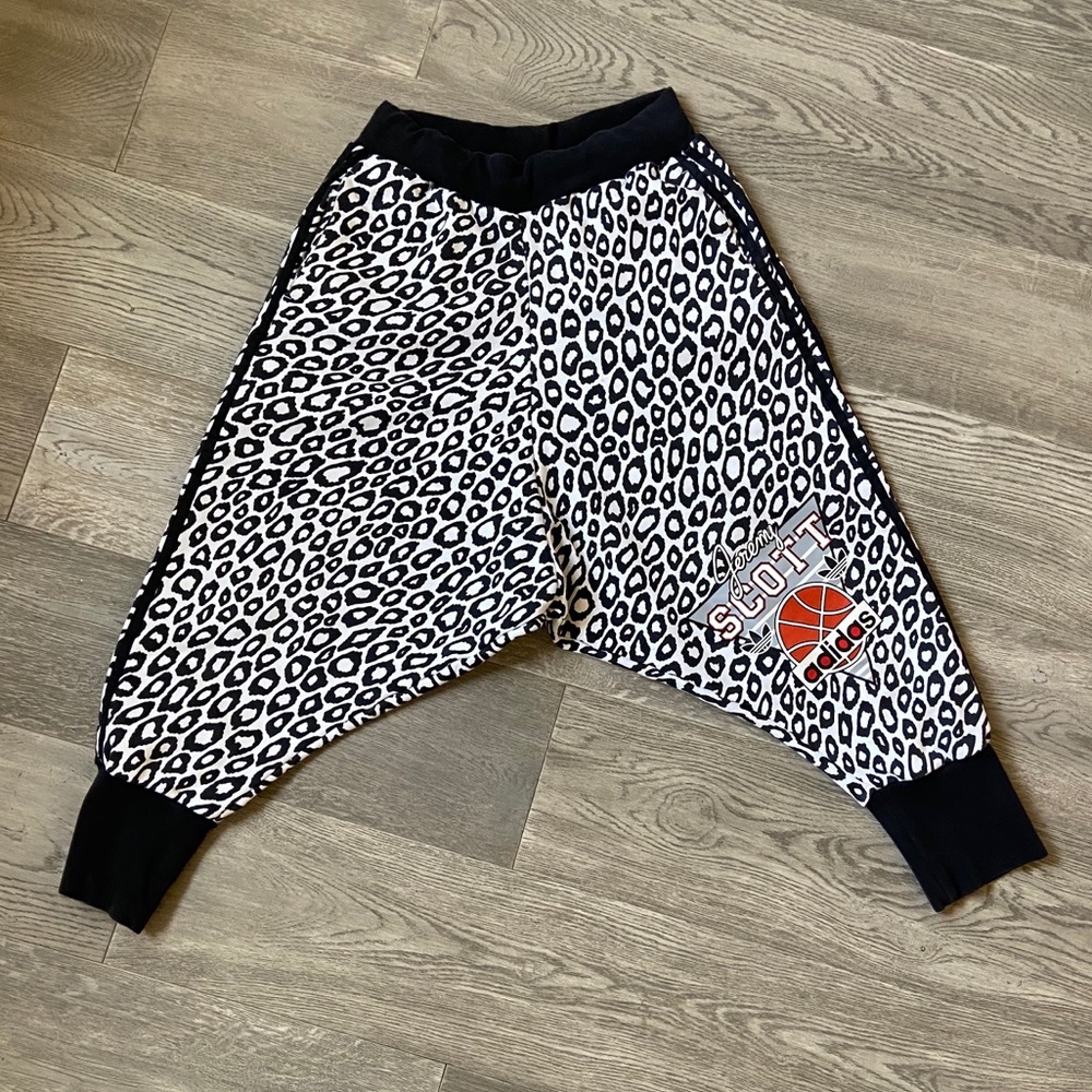 Jeremy Scott x Adidas Black and White Leopard Track Joggers
